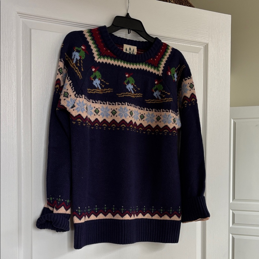 Kiel James Patrick Navy Sweater with Multicolor Pattern